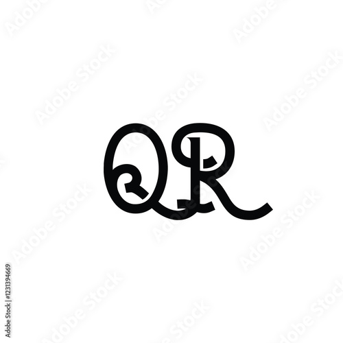 QR monogram logo design letter text name symbol monochrome logotype alphabet character simple logo