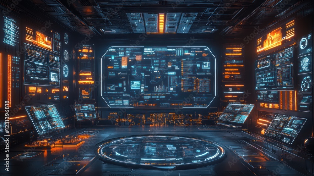 Futuristic control room; data analysis; spaceship; glowing screens; sci-fi background; tech presentation Futuristic control room; data analysis; spaceship; glowing screens; sci-fi background; tech presentation