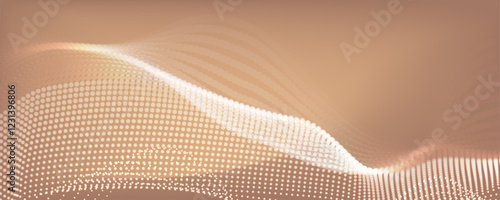 Light 3d wave vector illustration. Technology concept for landing page or presentation with mocha mousse color