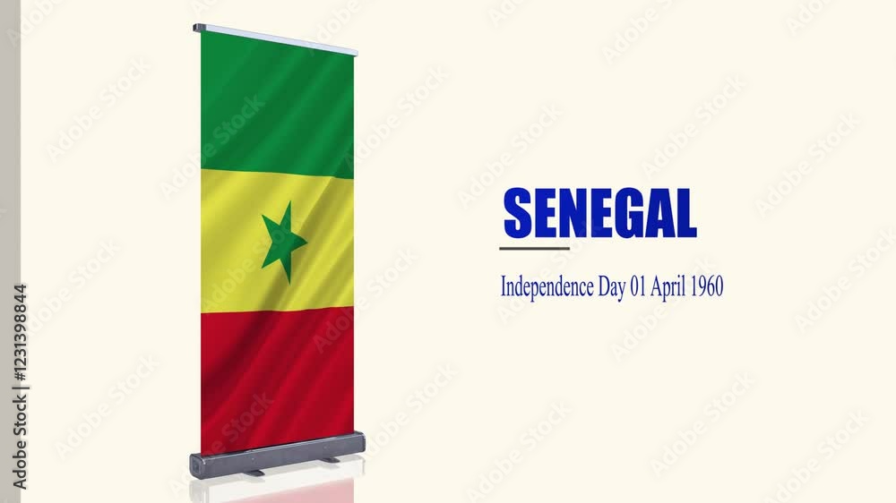 Senegal Independence Day 01 April 1960, Senegal Waving Flag on Roll Up Presentation. Senegal Independence Day 01 April 1960, Senegal Waving Flag on Roll Up Presentation.