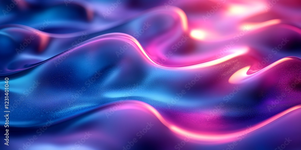 Obraz premium Stunning 3D render of glossy metallic blue and purple abstract shapes with smooth curves, set against a dark background, perfect for modern and futuristic designs