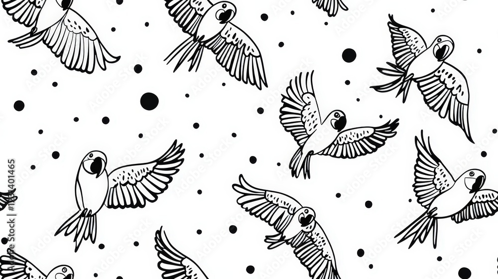 Fototapeta premium Decorative Hummingbird Seamless Pattern