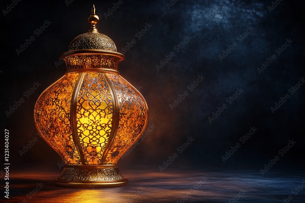 Large gold colored lamp placed on a wooden table in a well-lit indoor setting Large gold colored lamp placed on a wooden table in a well-lit indoor setting