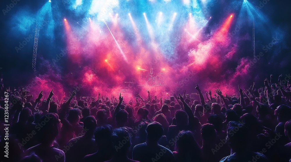 Energetic Crowd Enjoys Live Music Concert Performance Energetic Crowd Enjoys Live Music Concert Performance