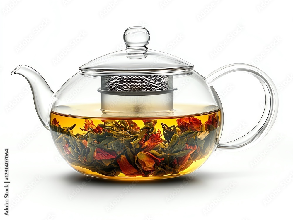Glass Teapot: Blooming Tea Infusion, Serene and Elegant Glass Teapot: Blooming Tea Infusion, Serene and Elegant
