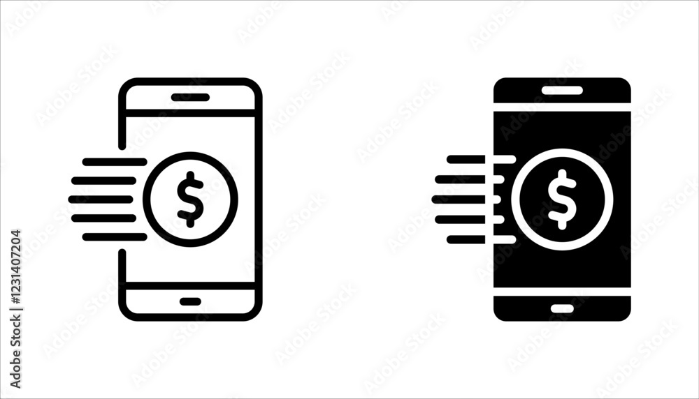 Mobile banking icon set in trendy flat style design. vector illustration on white background Mobile banking icon set in trendy flat style design. vector illustration on white background