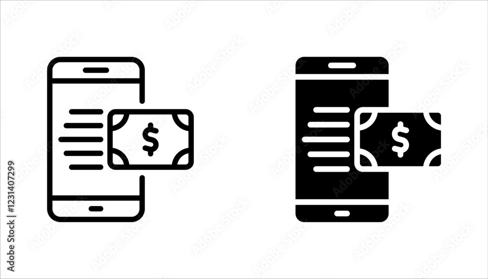 Mobile banking icon set in trendy flat style design. vector illustration on white background Mobile banking icon set in trendy flat style design. vector illustration on white background