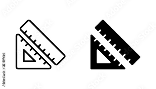 Ruler icon set. Geometry educational equipment sign. vector illustration on white background