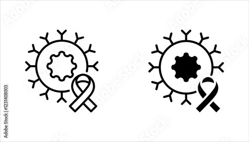 Oncology department icon set. Cancer treatment center. Radiology cancer. Radiation therapy. vector illustration on white background