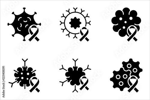 Oncology department icon set. Cancer treatment center. Radiology cancer. Radiation therapy. vector illustration on white background