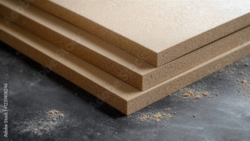 Close-up of Plywood Sheets on a Smooth Dark Surface