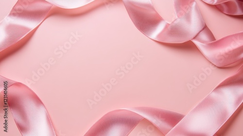 Wallpaper Mural Elegant satin ribbon border around a soft pink background, creating a polished, minimalistic space for your creative work with a chic aesthetic Torontodigital.ca