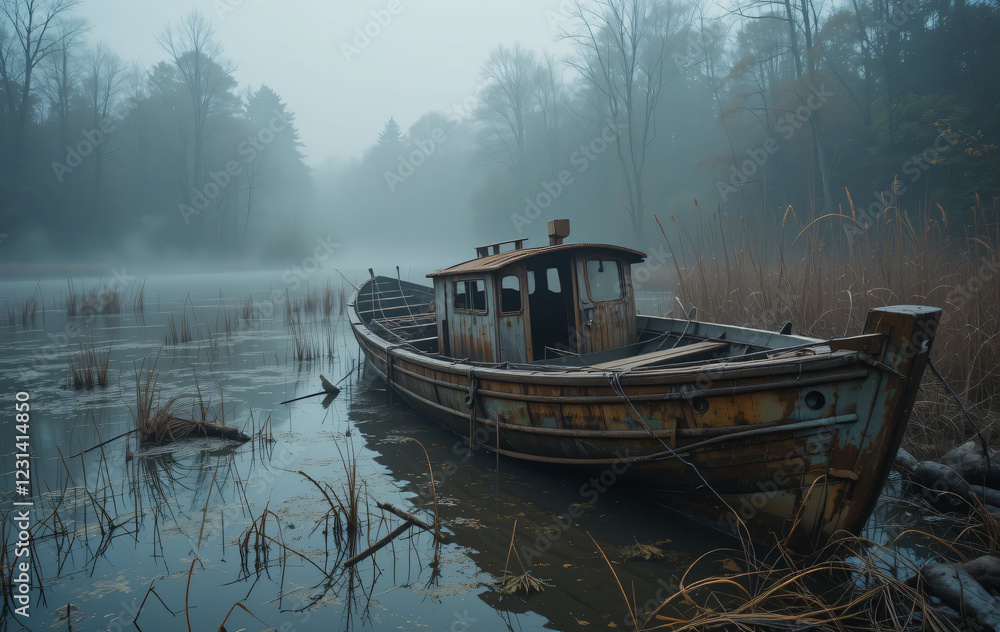 Obraz premium old rusty abandoned boat