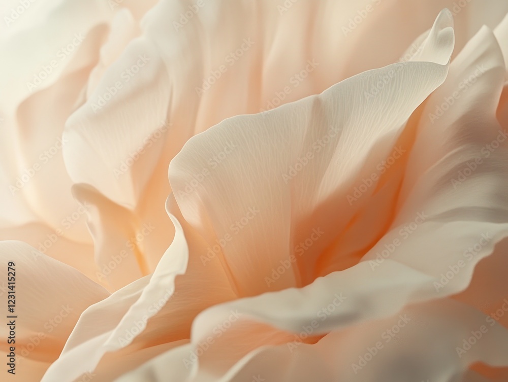Close-up of delicate peach-colored flower petals, soft light, smooth texture. Close-up of delicate peach-colored flower petals, soft light, smooth texture.