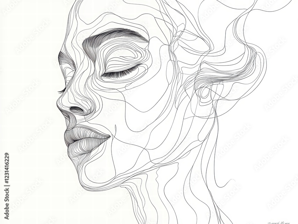 A line art depiction of an abstract face, with clean, flowing lines and minimal details, capturing emotion through the simplicity of the design. A line art depiction of an abstract face, with clean, flowing lines and minimal details, capturing emotion through the simplicity of the design.