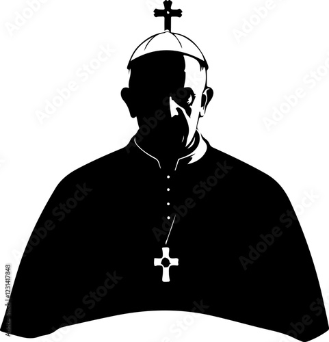 Silhouette of a Pope Figure