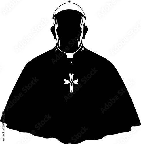 Silhouette of a Pope Figure