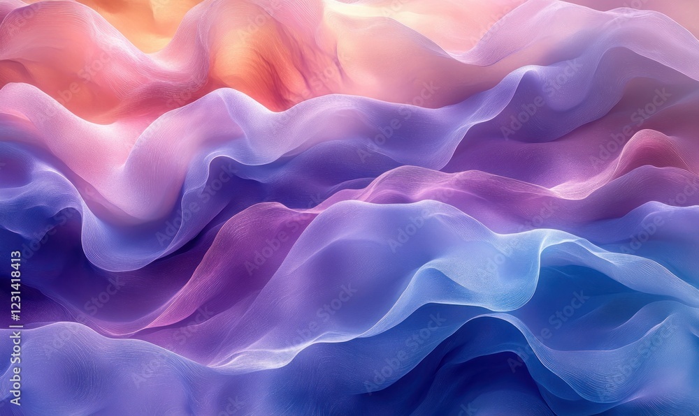 Obraz premium Tranquil Minimalist Abstract Design with Swirling Shapes in Blue and Purple Gradient