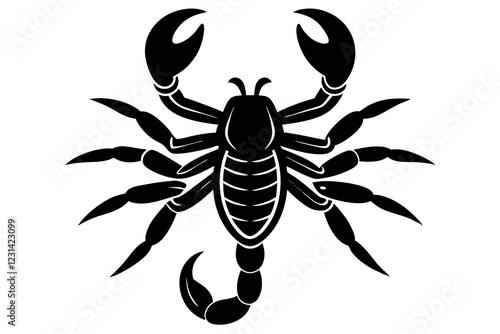 Scorpion Logo Icon in Silhouette Style with Raised Claws