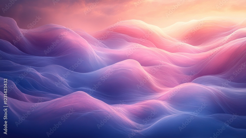 Obraz premium Calming Blue Purple Waves Abstract Watercolor Design