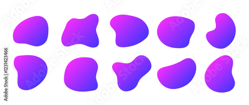 Freeform colorful shapes. Set of abstract gradient liquid forms. Trendy minimal designs. Flat vector illustration.