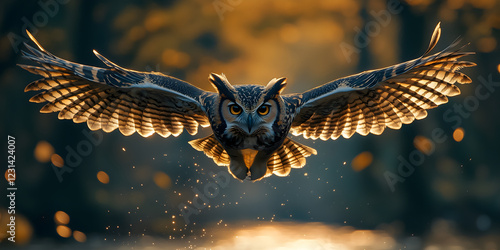 great horned owl in flight