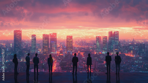 Wallpaper Mural Professional business team working on a project together in the office Using innovation economic growth charts and network connections to accompany the data. in analyzing future trends Torontodigital.ca