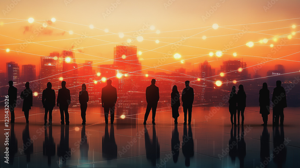 Fototapeta premium Professional business team working on a project together in the office Using innovation economic growth charts and network connections to accompany the data. in analyzing future trends