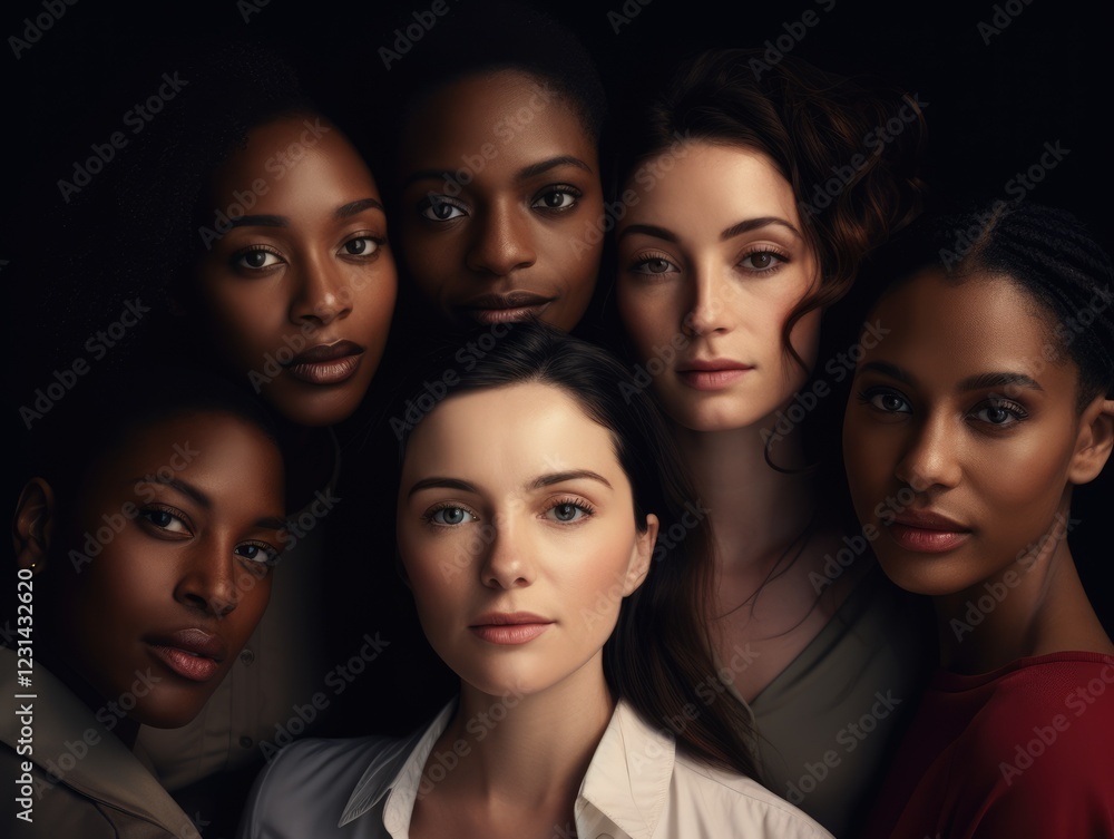 Obraz premium Diversity ethnicity woman in poster style shot