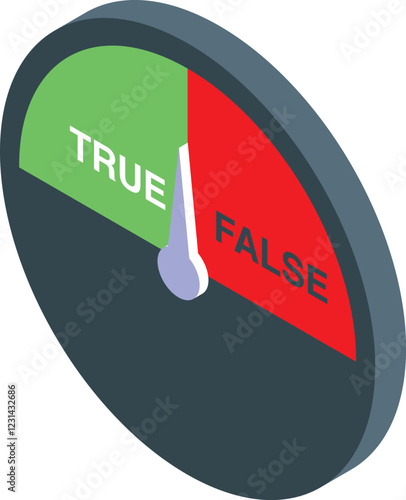 True false meter indicating a check result, representing fact checking, fake news detection, or lie detector tests