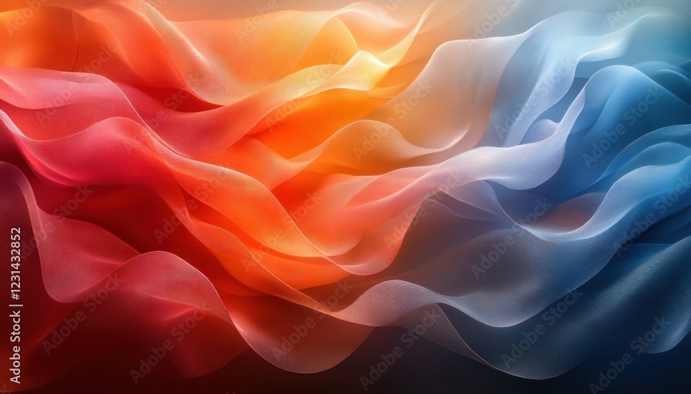 Fototapeta premium Fluid Abstract Composition of Colorful Ribbons in Neon Hues with Surreal Lighting and Dynamic Movement