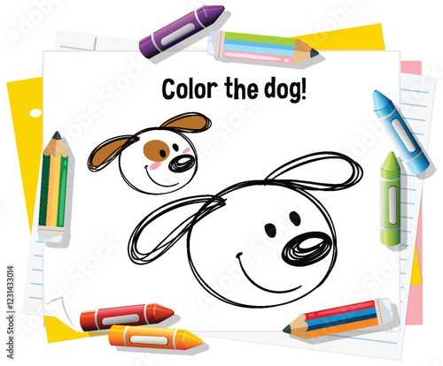 Colorful Dog Doodle Illustration Activity