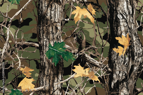 Natural-Looking Seamless Camouflage Pattern for Hunting Equipment