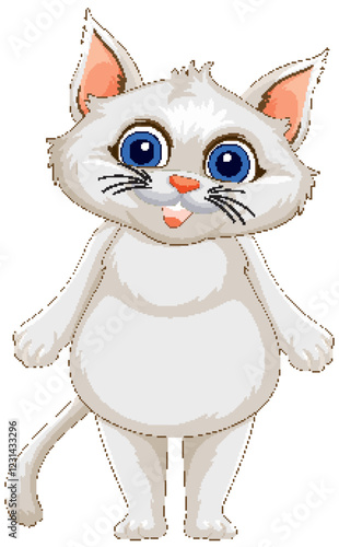Cute Cartoon Cat with Big Eyes
