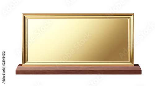 Gold award plaque on wooden base, isolated on black.  Use recognition, achievement isolated on transparent or white background. Generative ai