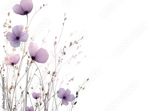 soft purple flower boarder on a white background