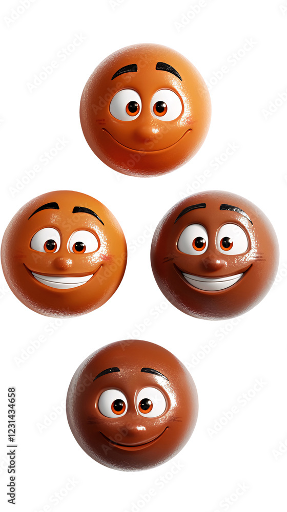 Obraz premium Diverse smiling emoticons, digital art website design isolated on transparent or white background. Generative ai