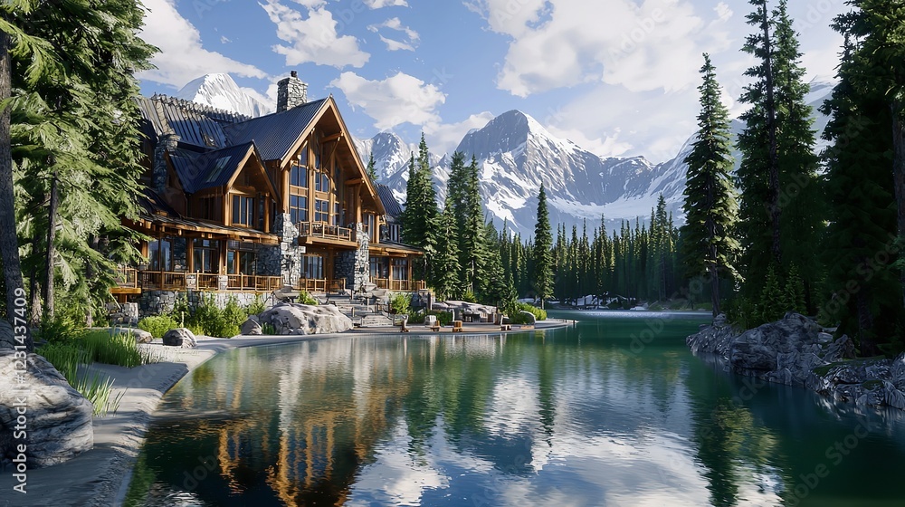 Obraz premium Emerald Lake Lodge: The Only Property on a Secluded Lake