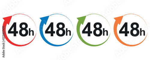 48 hours icons vectors, forty eight hours icons in vectors isolated on white background.