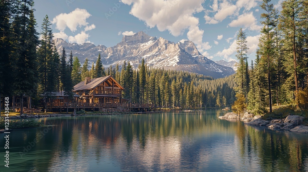 Fototapeta premium Emerald Lake Lodge: The Only Property on a Secluded Lake