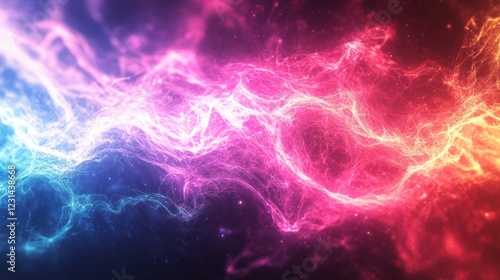 Abstract Cosmic Nebula: Pink and Blue Energy Waves