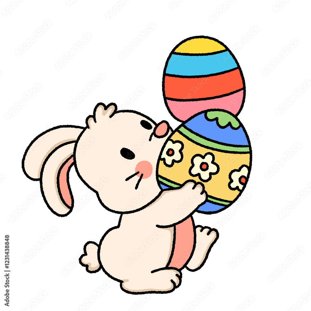 Easter eggs celebration , Cute bunny rabbits with Easter eggs . Easter day Easter eggs celebration , Cute bunny rabbits with Easter eggs . Easter day