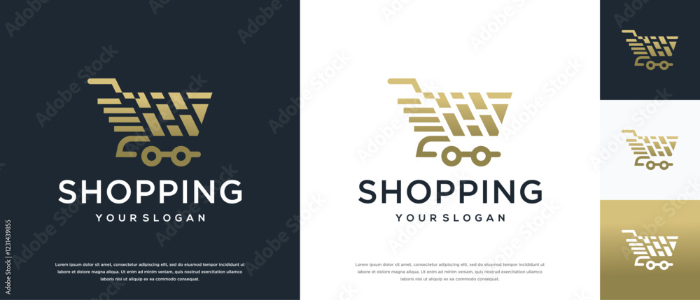 Fast shopping cart logo design. Shopping cart logo design vector icon.