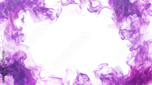 Purple smoke frame creating empty space on transparent background