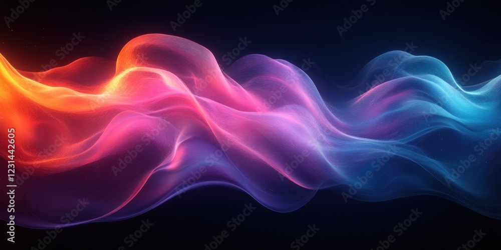 Iridescent Wave on Black Background Abstract Design 3D Render Iridescent Wave on Black Background Abstract Design 3D Render