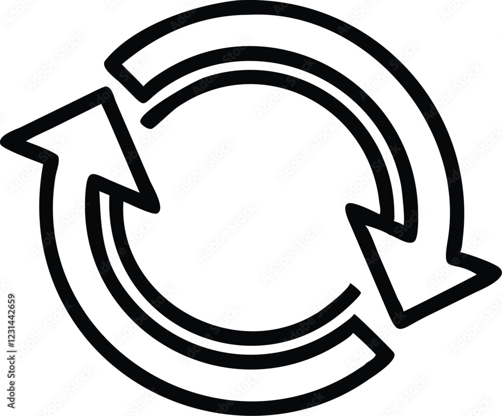 circular arrow symbol, minimalist design, black and white, bold lines, continuous loop, recycling concept, symmetrical composition, geometric shape, vector graphic style, simple icon, refresh symbol, circular arrow symbol, minimalist design, black and white, bold lines, continuous loop, recycling concept, symmetrical composition, geometric shape, vector graphic style, simple icon, refresh symbol,