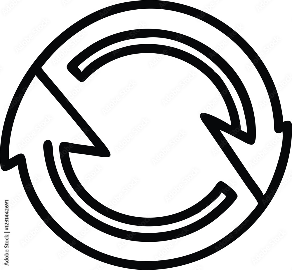 circular arrow symbol, minimalist design, black and white, bold lines, continuous loop, recycling concept, symmetrical composition, geometric shape, vector graphic style, simple icon, refresh symbol, circular arrow symbol, minimalist design, black and white, bold lines, continuous loop, recycling concept, symmetrical composition, geometric shape, vector graphic style, simple icon, refresh symbol,