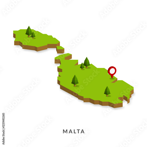Isometric Map of Malta. Simple 3D Map. Vector Illustration - EPS 10 Vector