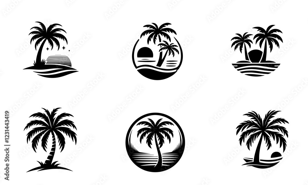 palm tree vector logo icon illustration silhouette bundle palm tree vector logo icon illustration silhouette bundle