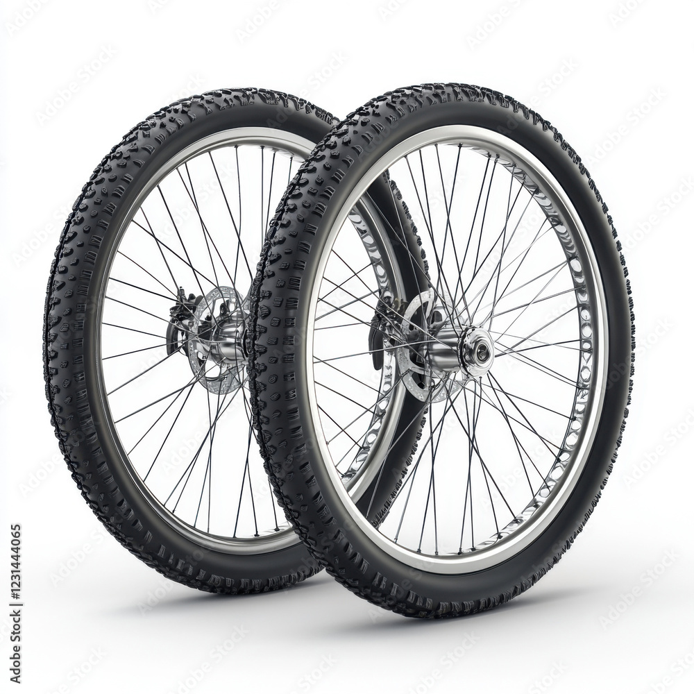Mountain bike tires ready for outdoor adventure on rugged terrain in a bright setting Mountain bike tires ready for outdoor adventure on rugged terrain in a bright setting